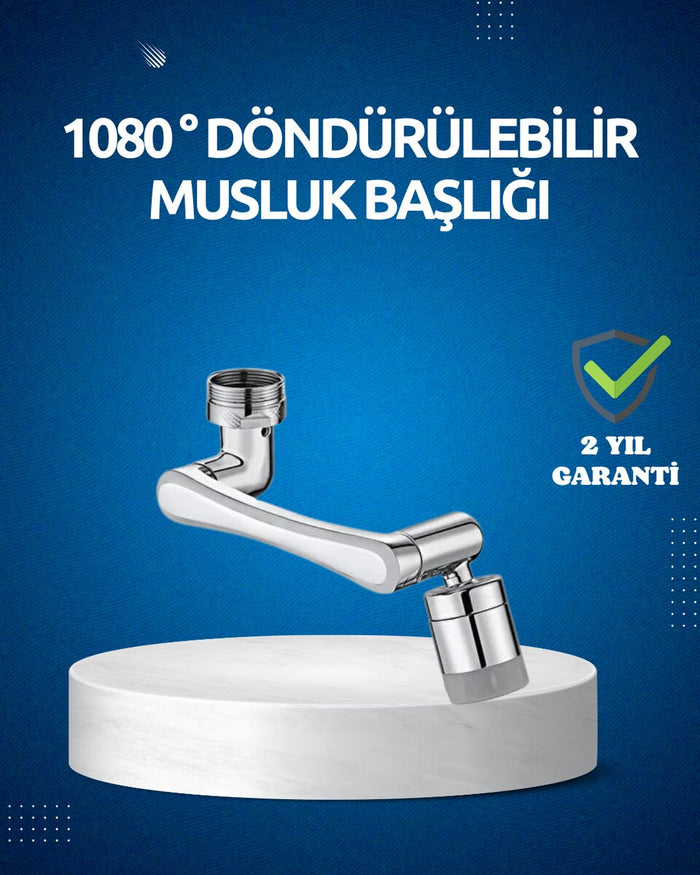 1080° Döndürülebilir Çok Fonksiyonlu Musluk Başlığı ve Batarya Uzatma Aparatı
